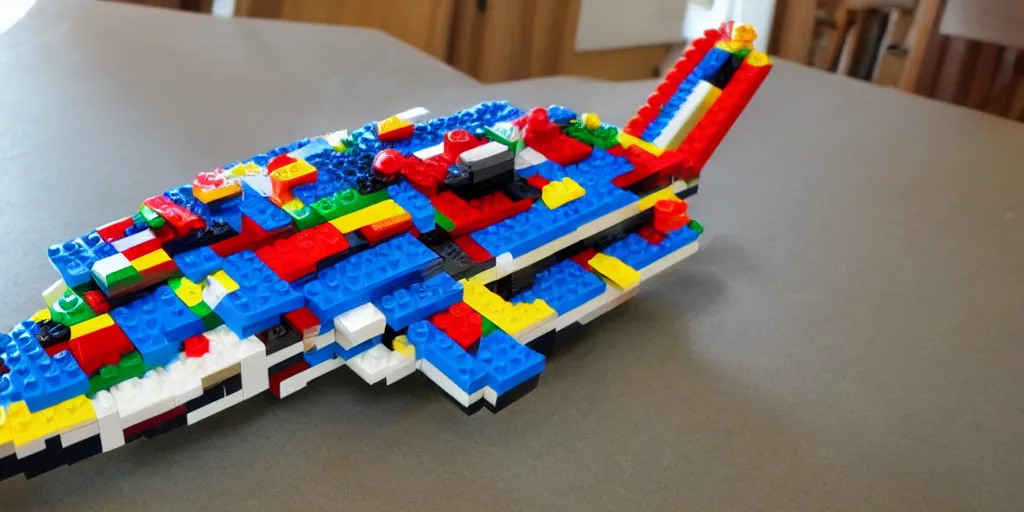 Image similar to spaceship made of lego bricks