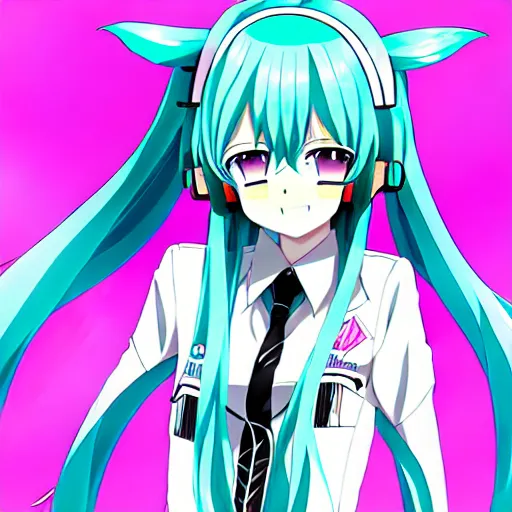 Image similar to hatsune miku v 4 in full growth, anime art, by ixima