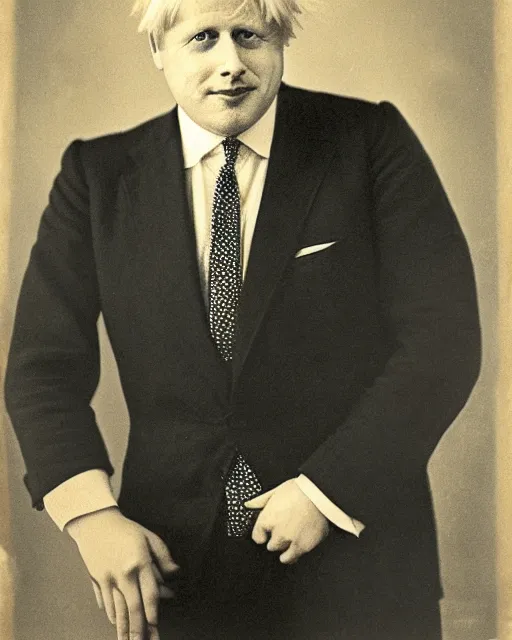 Prompt: a 1 9 2 0 s portrait of boris johnson