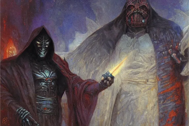 Prompt: an ancient evil sith lord. art by gaston bussiere.