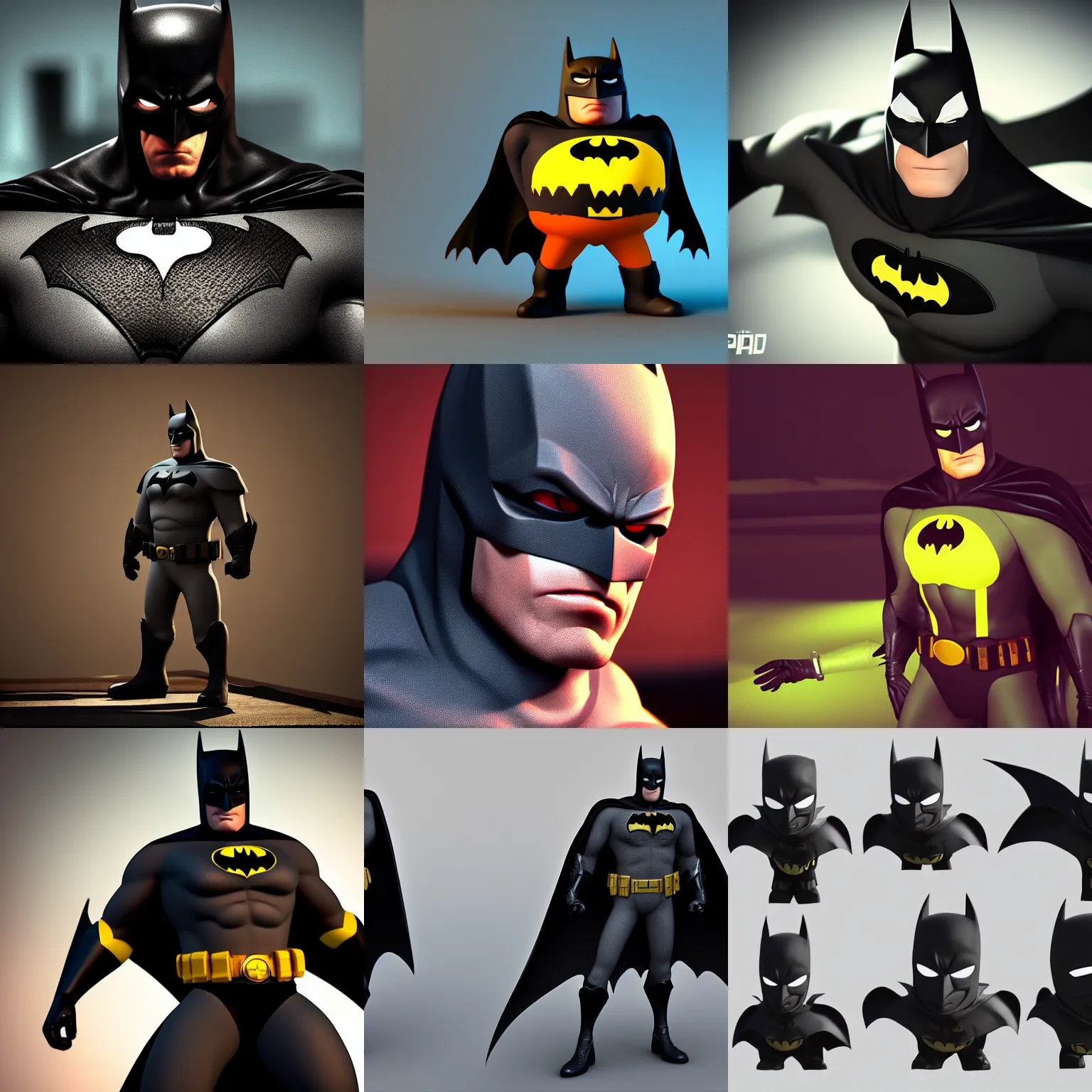 Prompt: batman in the style of pixar, 3 d render, cinematic lighting, volumetric lighting, octane render