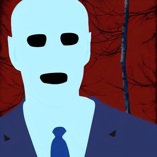 Prompt: slenderman joe biden in dark forest, digital art