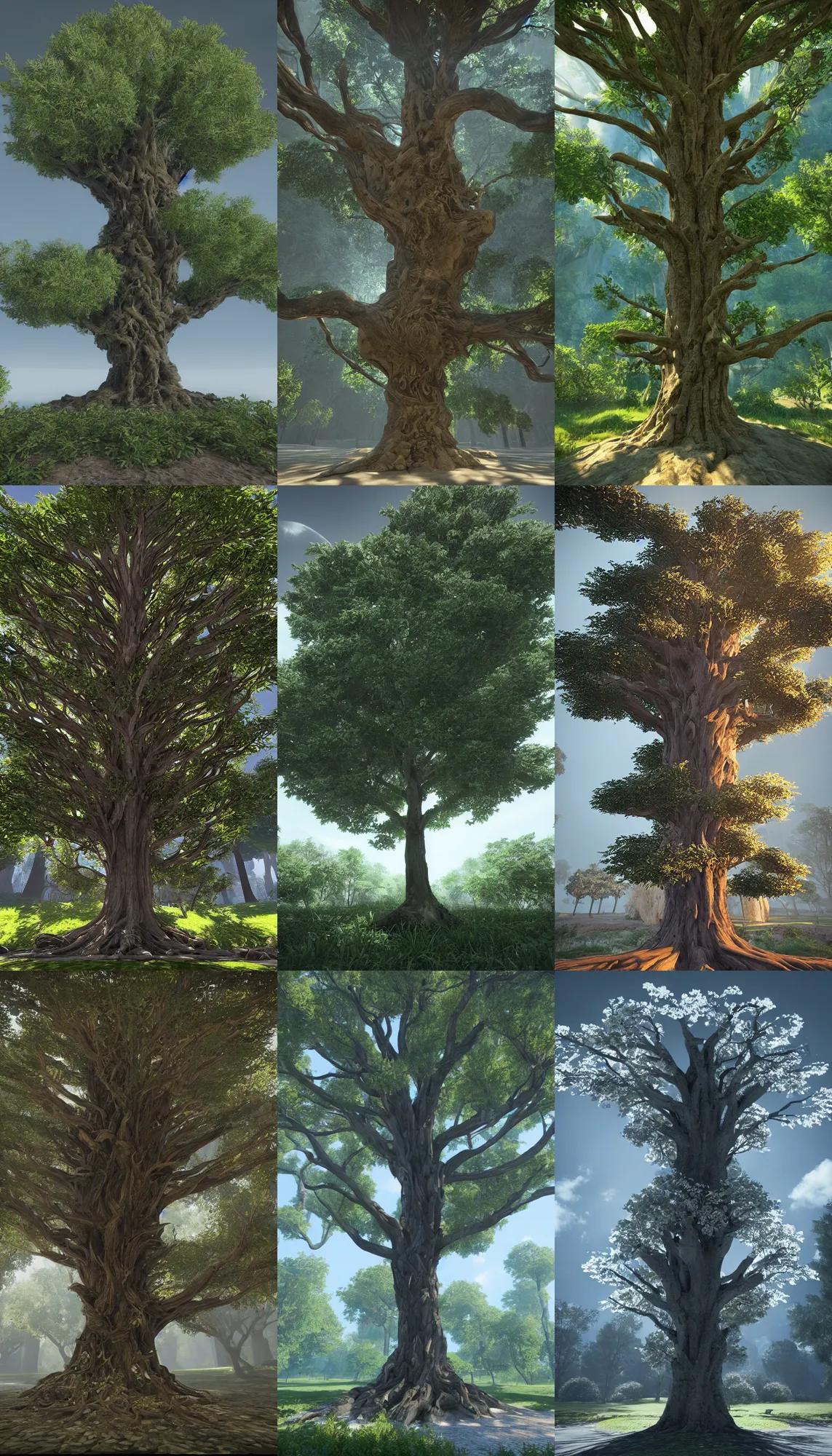 Prompt: tree of life, rendered by midjourney, rendered in unreal engine, central composition, symmetrical composition