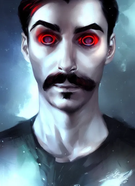 Image similar to « a portrait o cyberpunk joseph stalin, glowing eyes, a digital painting by charlie bowater, featured on cgsociety, fantasy art, behance hd, wiccan, artstation hd »