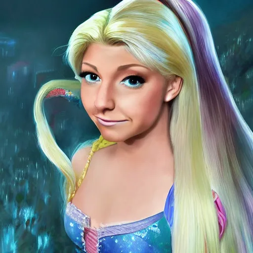 Image similar to alexa bliss as rapunzel, artstation hall of fame gallery, editors choice, #1 digital painting of all time, most beautiful image ever created, emotionally evocative, greatest art ever made, lifetime achievement magnum opus masterpiece, the most amazing breathtaking image with the deepest message ever painted, a thing of beauty beyond imagination or words