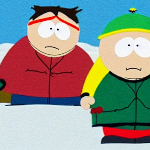 Image similar to South Park live action movie, 35 mm, panavision, still from the movie