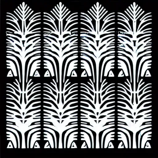 Image similar to black and white svg vector art panel for cnc plasma, laser, stencil, unique art deco forest design