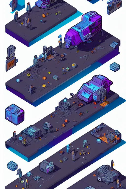 Image similar to isometric design, sprite sheet, game resources, futuristic van by josan gonzalez