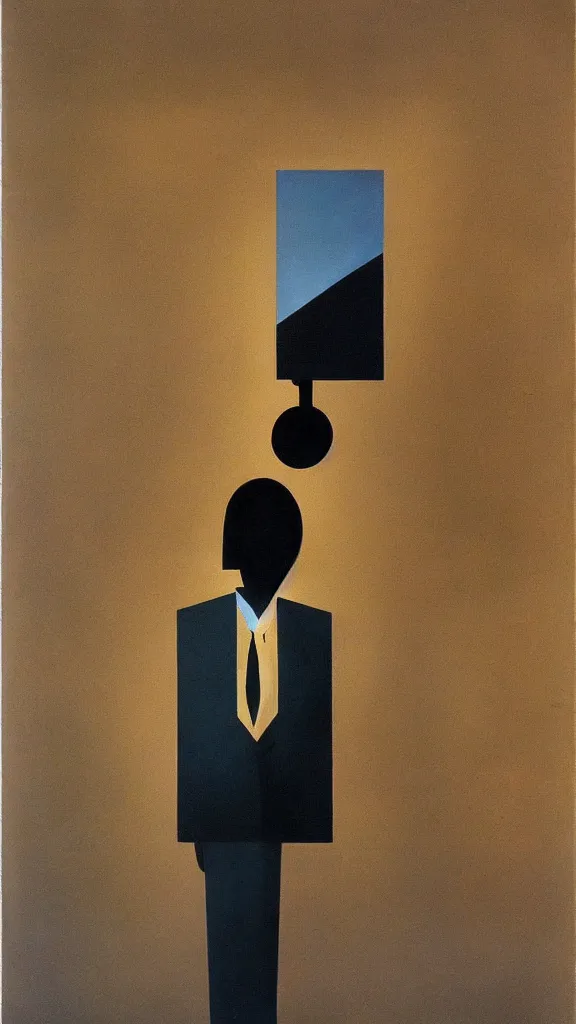 Image similar to abstract primitivism minimalism art painting, lines, forms, shapes, in style of rene magritte