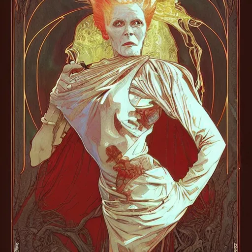 Image similar to beautiful lifelike award winning pencil illustration of scary vivienne westwood as an eldritch horror lovecraftian trending on art station artgerm greg rutkowski alphonse mucha museum quality cinematic atmospheric