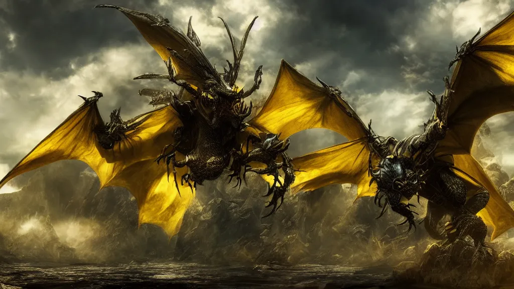 Image similar to giant bumblebee dragon, fantasy artwork, very very very beautiful scenery, hd, hdr, ue5, ue6, unreal engine 5, cinematic 4k wallpaper, 8k, ultra detailed, high resolution, artstation, award winning