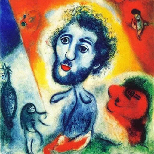 Prompt: A portrait by Marc Chagall