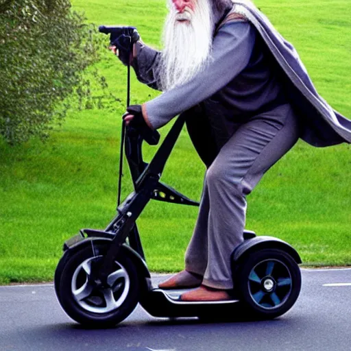 Prompt: gandalf driving a segway