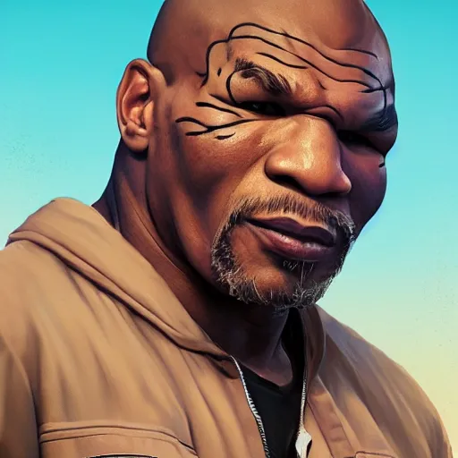 Prompt: highly detailed portrait, mike tyson, in gta v, stephen bliss, unreal engine, fantasy art by greg rutkowski, loish, rhads, ferdinand knab, makoto shinkai and lois van baarle, ilya kuvshinov, rossdraws, tom bagshaw, global illumination, radiant light, detailed and intricate environment