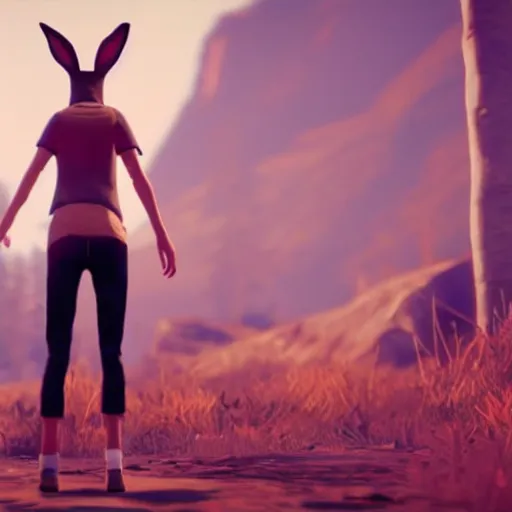 Prompt: A rabbit in the video game Life Is Strange