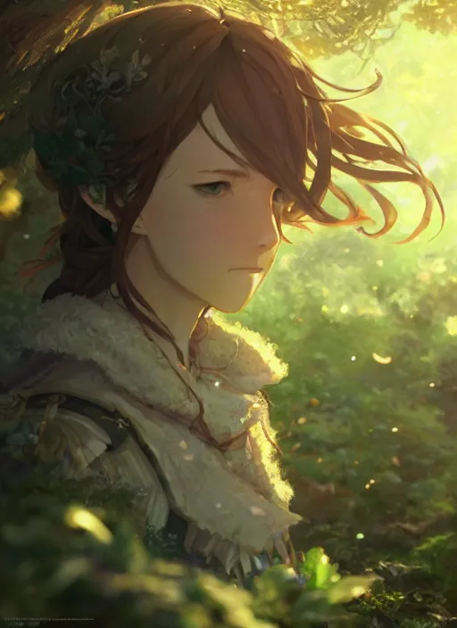 Image similar to a portrait of the emerald herald in the garden, intricate, tone mapped, ambient lighting, highly detailed, digital painting, pixiv, concept art, sharp focus, by makoto shinkai and akihiko yoshida and hidari and wlop