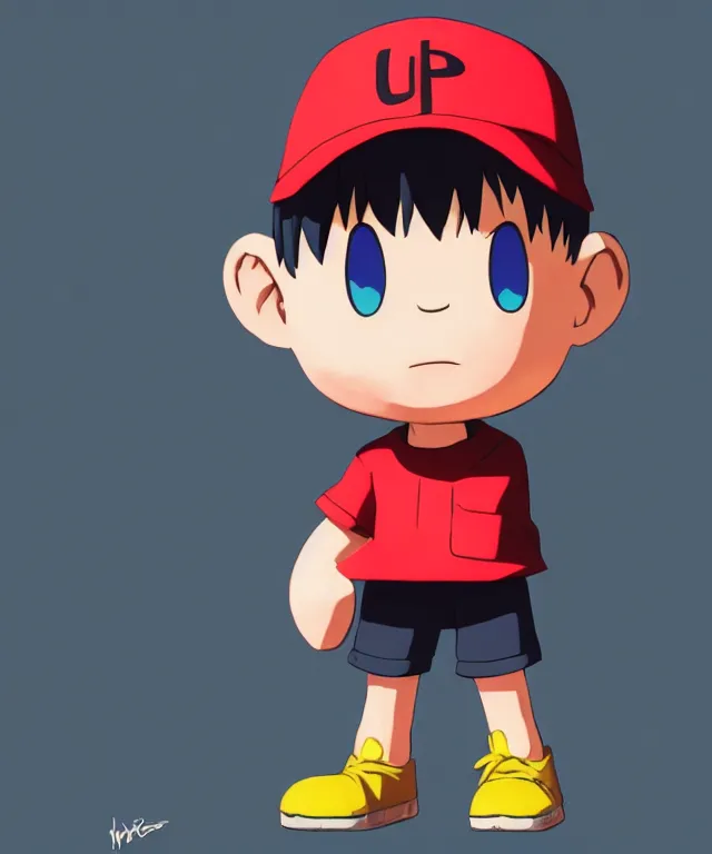 Image similar to ness from earthbound in the art style of ufotable studios, crisp 8 k line art, digital painting, artstation, concept art, matte, sharp focus, hyper realistic lighting, illustration