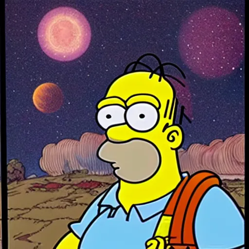 Image similar to Homer Simpson meeting Peter Griffin in space