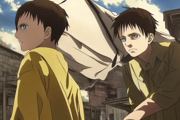 Prompt: A still of Jesse Pinkman in Attack On Titan Anime Series, Jesse Pinkman, 8k Resolution.