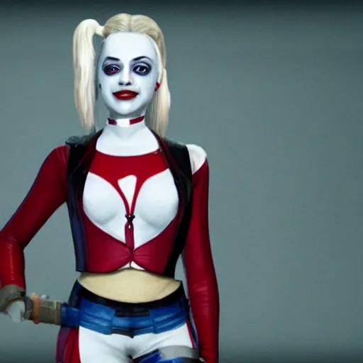 Prompt: harley quinn as an old toilet cleaner 4k