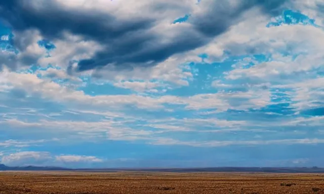 Image similar to panorama of a weather phenomemon where big raindrops fly upwards into the perfect cloudless blue sky from a dried up river in a desolate land, dead trees, blue sky, hot and sunny highly-detailed, elegant, dramatic lighting, artstation, 4k, cinematic landscape, photograph by Elisabeth Gadd, National Geographic