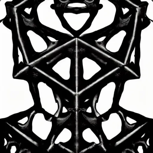 Image similar to a face made of black cast iron on a black background. gothic baroque. low poly. symmetry. epic. ominous shapes. hyper detailed.