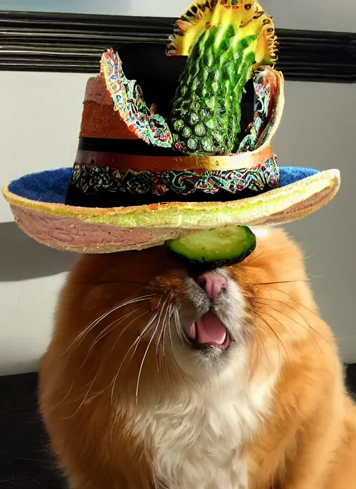 Image similar to pickle wearing a sombrero