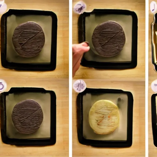 Prompt: edible george clooney made step by step, from the beautiful'how to make food art step by step collection ', dslr