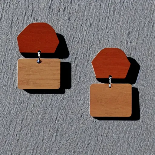 Image similar to lasercut segmented 2d wood earrings, graphic designs from 80's new wave