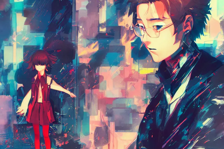 Image similar to digital illustration of aw 1 1 mr 2, by makoto shinkai, ilya kuvshinov, lois van baarle, rossdraws, basquiat