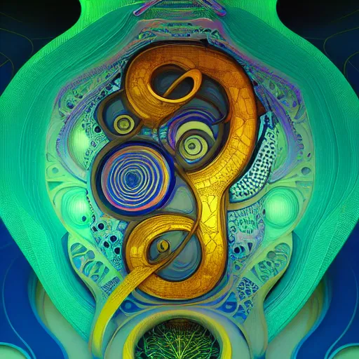 Image similar to ultra detailed scifi design of the the letter A in a generative 3D style, asymmetrical, fungal, intricate concept art, triadic color scheme, by alphonse mucha and Mandelbrot, octane render, 4k,