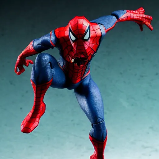 Image similar to Marvel Fighting Armor Spider Man Figure, highly detailed, studio lighting