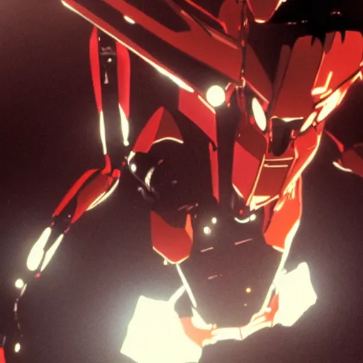 Image similar to movie still of a cyborg evangelion, cinematic composition, cinematic light, warm lighting criterion collection, by edgar wright and edgar allan poe