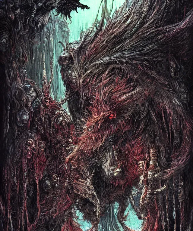 Image similar to a mythical creature covered in fur and spitting caustic acid, fantasy, elegant, digital painting, artstation, concept art, matte, sharp focus, illustration, art by philippe druillet