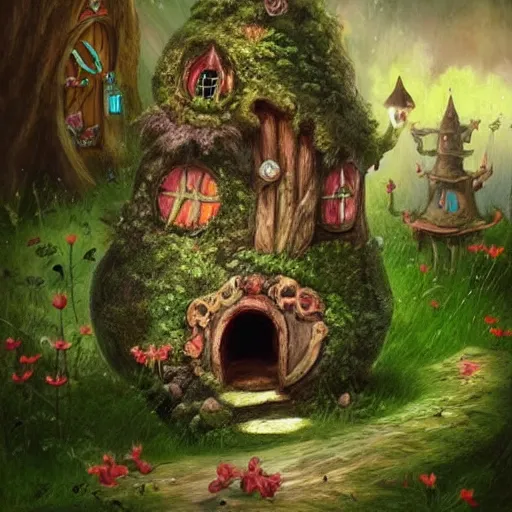 Prompt: a magic fairy house, Fantasy Art