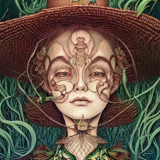 Prompt: beautiful portrait painted in jacek yerka and aykut aydogdu style drawn by vania zouravliov and takato yamamoto, inspired by the wizard of oz, intricate acrylic gouache painting, high detail, sharp high detail, artstation, manga and anime