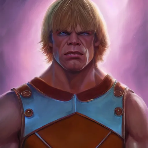 Image similar to portrait painting of he - man, ( art by kenne gregoire ), 4 k,, highly detailed, epic lighting