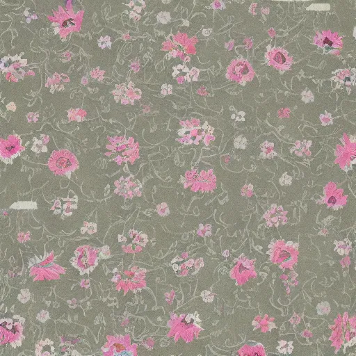 Prompt: ! Japanese-style floral carpet soft color