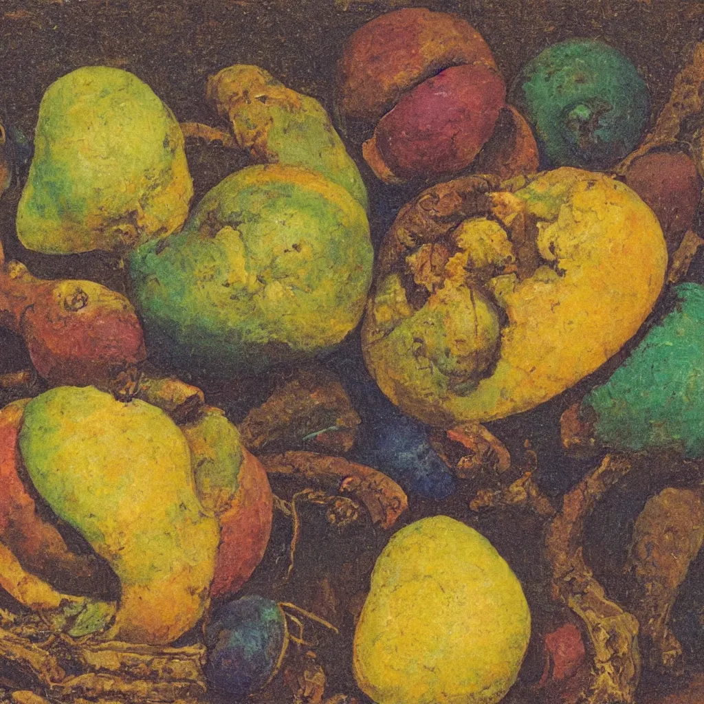 Prompt: a colorful painting of a coco de mer