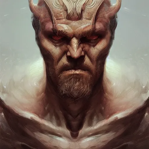 Prompt: portait of half zeus face half devil, marvel comics, dark, intricate, highly detailed, smooth, artstation, digital illustration by ruan jia and mandy jurgens and artgerm and wayne barlowe and greg rutkowski and zdislav beksinski