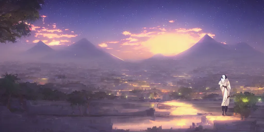 Prompt: arabian night landscape by makoto shinkai