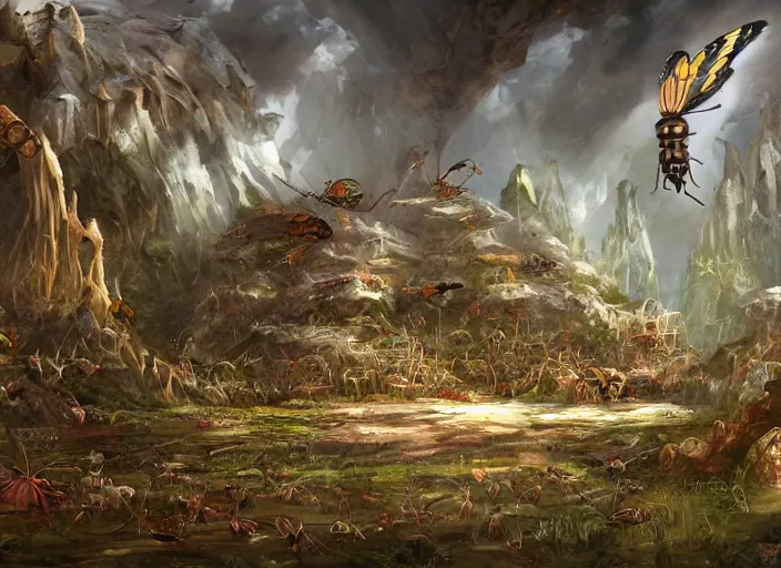 Image similar to the queen of all the insects, epic concept art large scene