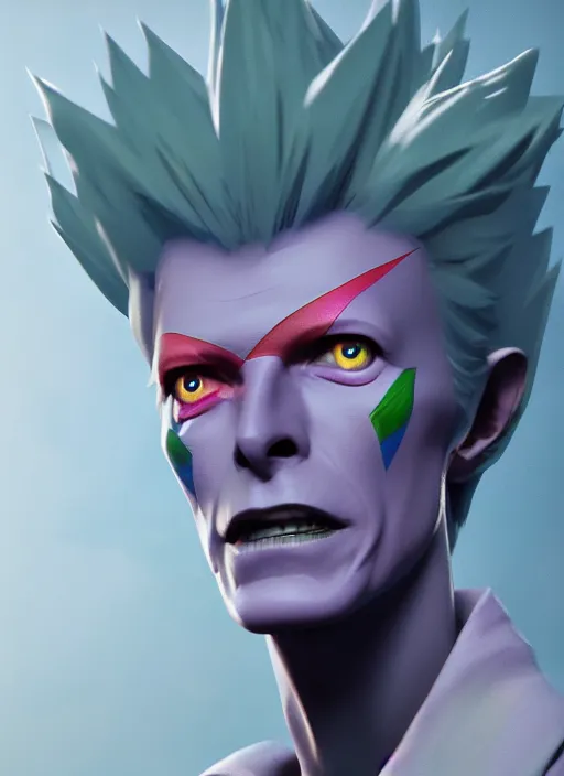 Prompt: portrait of david bowie as hisoka from hunter x hunter, coherent, medium shot, waist up, studio ghibli pixar and disney animation sharp unreal engine 5, anime key art by greg rutkowski, bloom, dramatic lighting