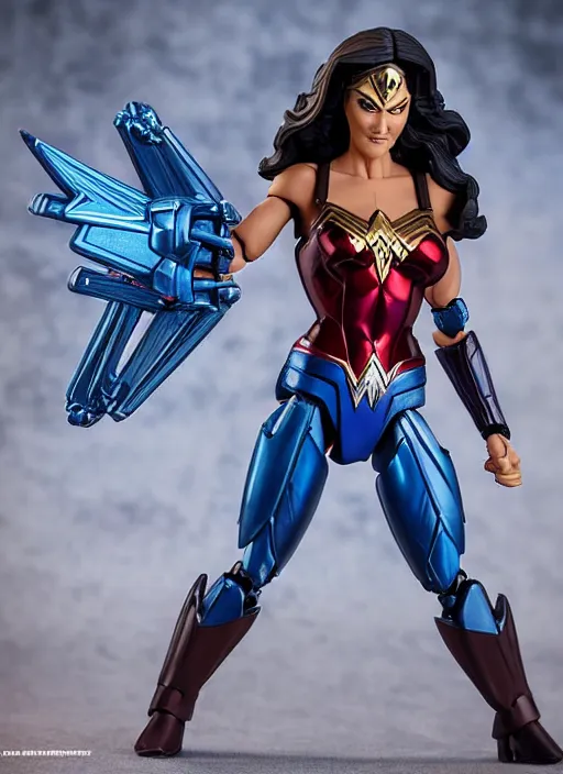 Image similar to transformers decepticon lynda carter's wonder woman action figure from transformers : kingdom, symmetrical details, by hasbro, takaratomy, tfwiki. net photography, product photography, official media