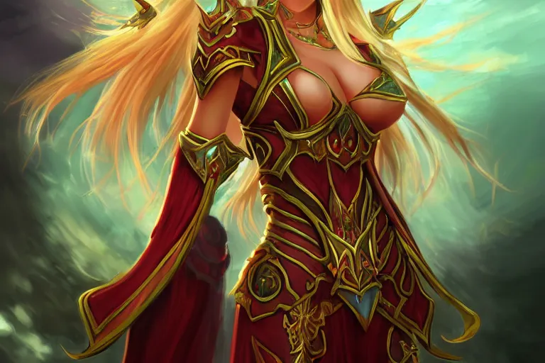 Image similar to blood elf, world of warcraft, trending on art station, fantasy, smooth