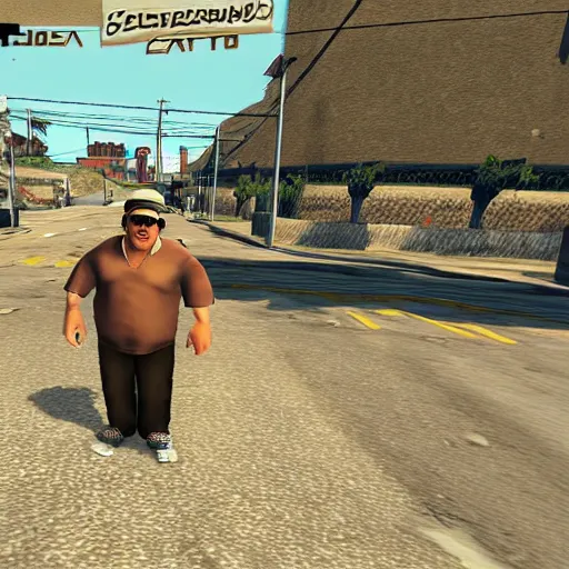 Prompt: danny devito in gta san andreas, ps2 screenshot