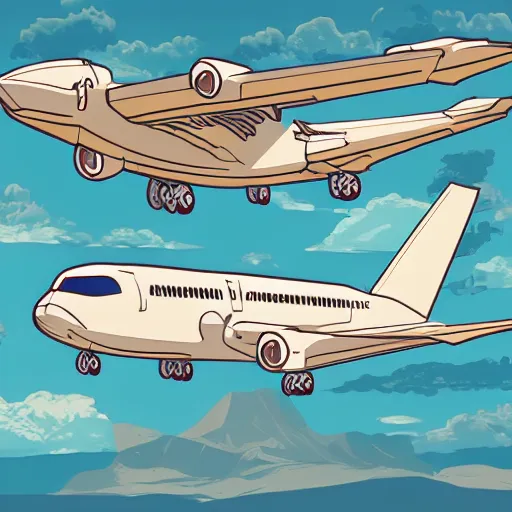 Prompt: airplane illustration vector digital art trending on artstation w 6 4 0