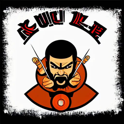 Image similar to kung fu warlord, digital art, iconic icon, 2 d vector logo, cartoon, t - shirt design