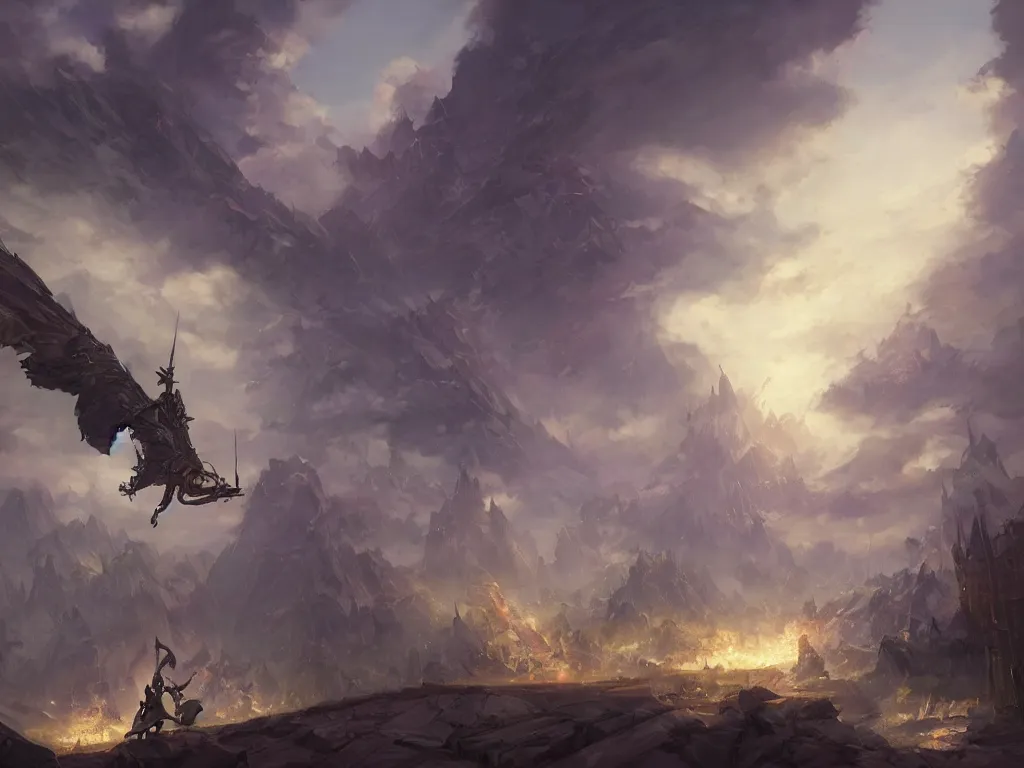 Prompt: knight riding a crane at dawn, hearthstone art style, epic fantasy style art by Craig Mullins, fantasy epic digital art, epic fantasy card game art by Greg Rutkowski