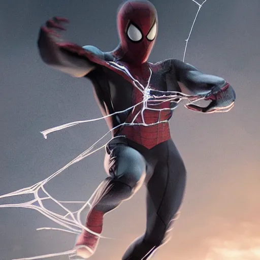 Image similar to white spider - man suit with black web lining, cinematic, volumetric lighting, realistic, hyperdetailed, photorealistic, photograph